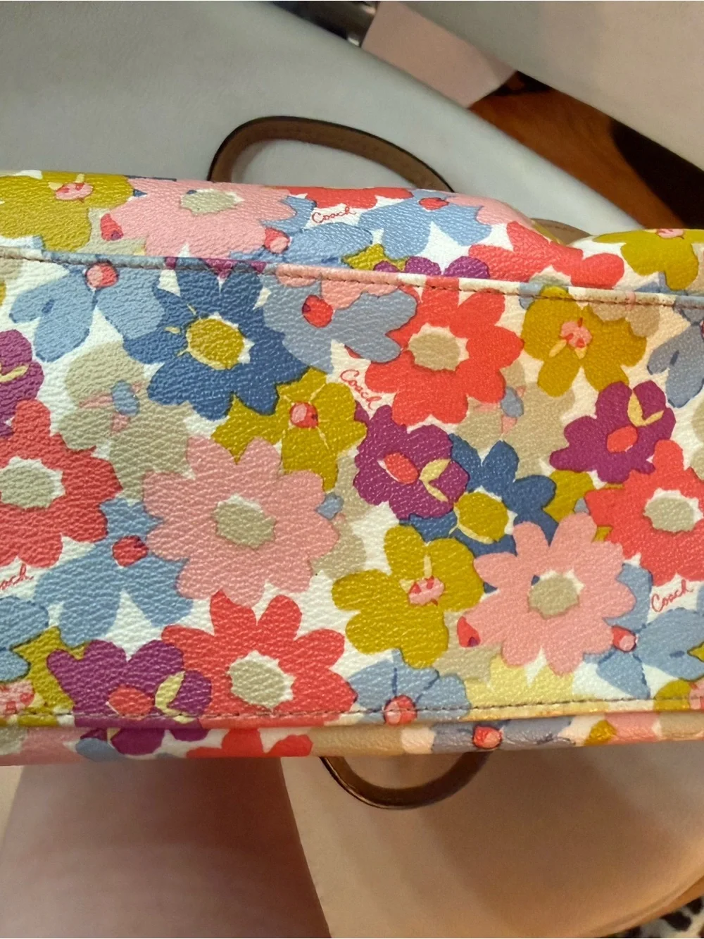 Coach Multicolor Floral Dome Satchel - Pink, Yellow, Blue